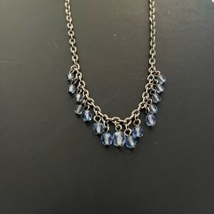 Elegant Blue Crystal and Silver Necklace